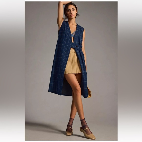 Anthropologie Plaid Longline Menswear Vest One size - Picture 1 of 8